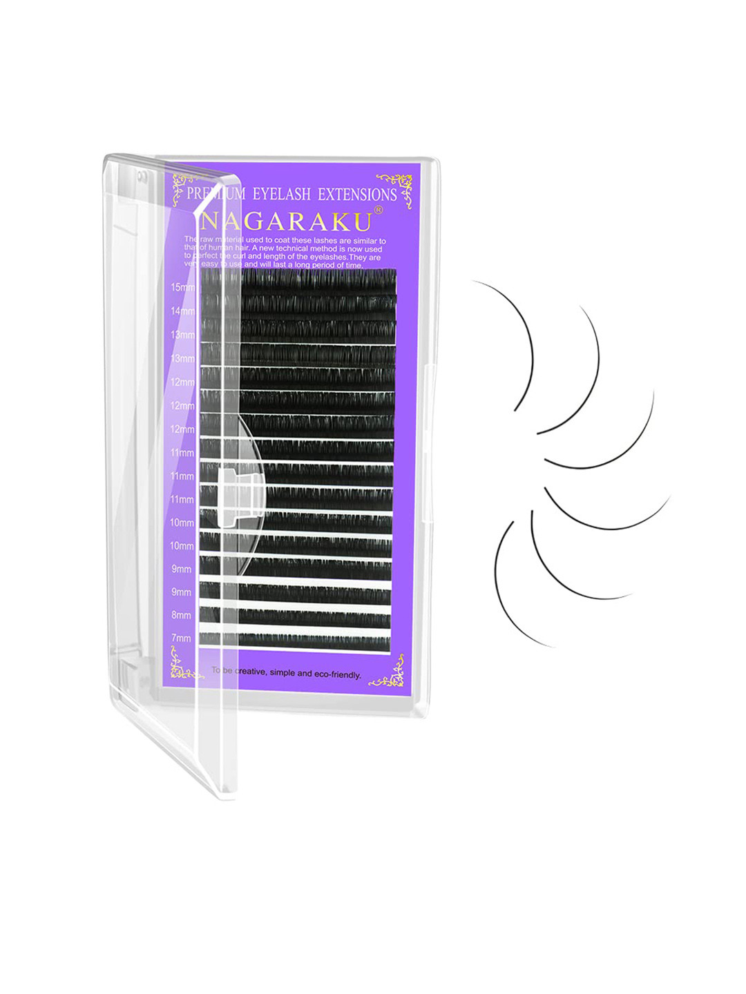 NAGARAKU Premium Classic Matte Black 16 Rows Synthetic Eyelash Extensions - Curl C