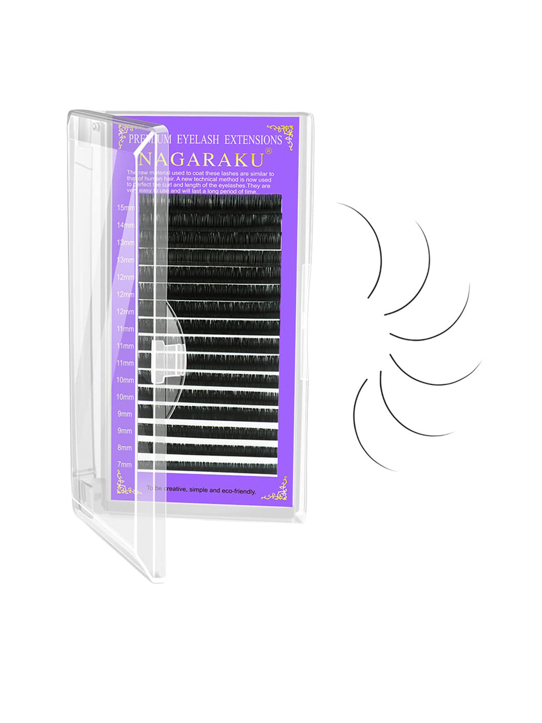 NAGARAKU Premium Classic Matte Black 16 Rows Synthetic Eyelash Extensions - Curl DD