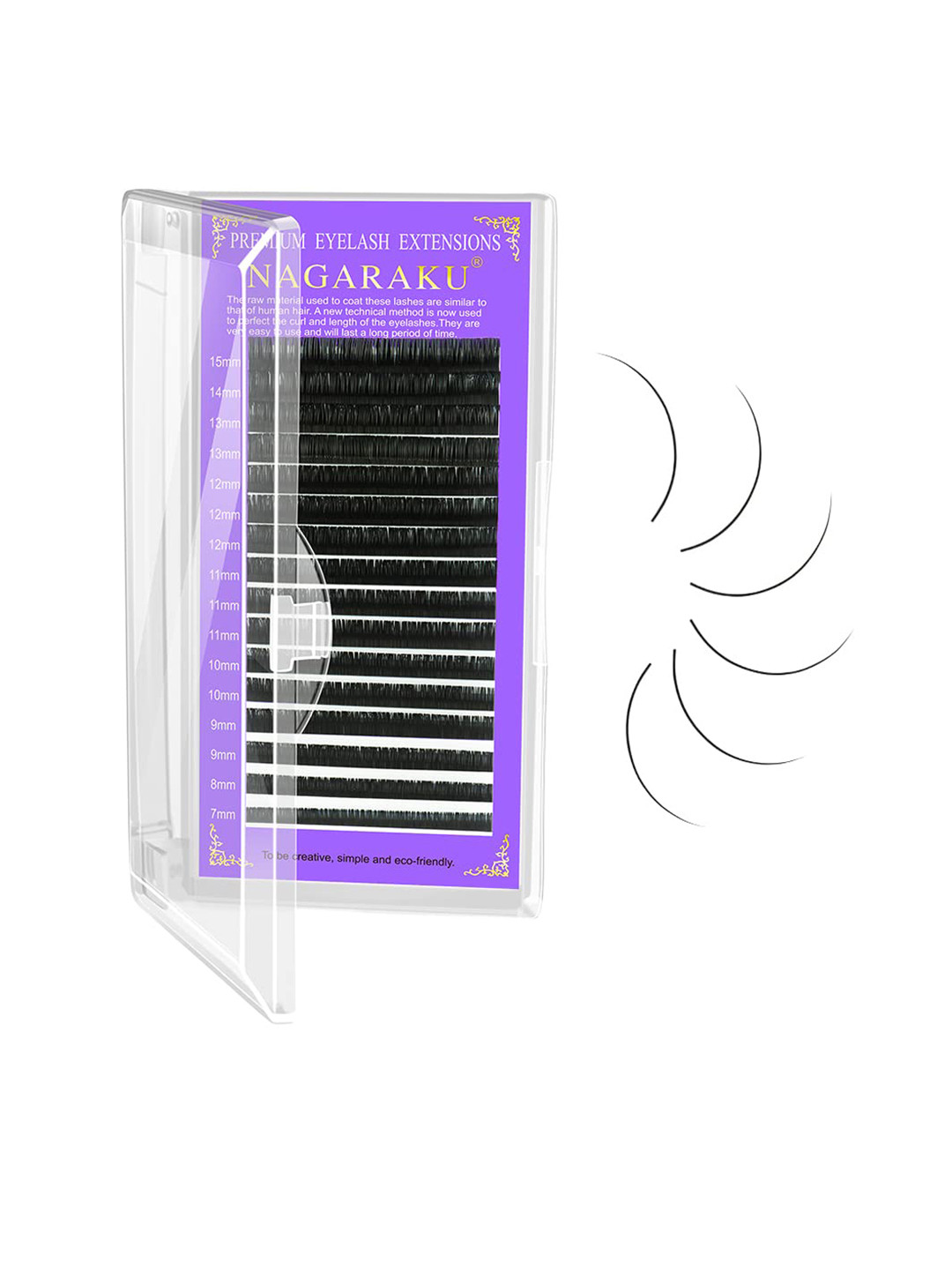NAGARAKU Premium Classic Matte Black 16 Rows Eyelash Extensions - Curl J 0.12/10