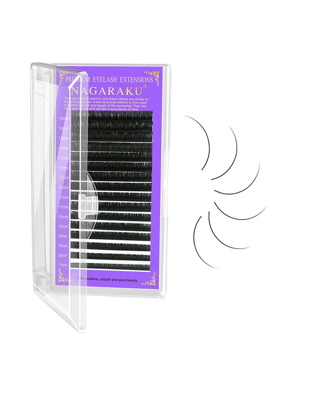 NAGARAKU Premium Classic Matte Black 16 Rows Eyelash Extensions - Curl J 0.15/10