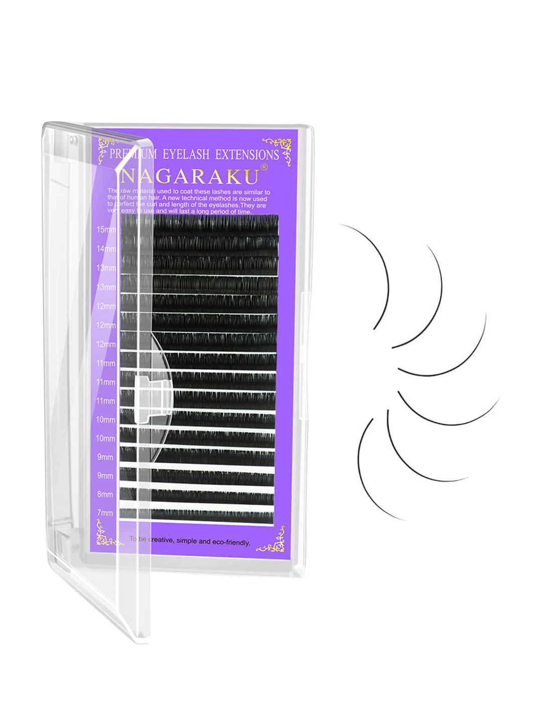 NAGARAKU Premium Classic Matte Black 16 Rows Eyelash Extensions - Curl DD 0.15/14
