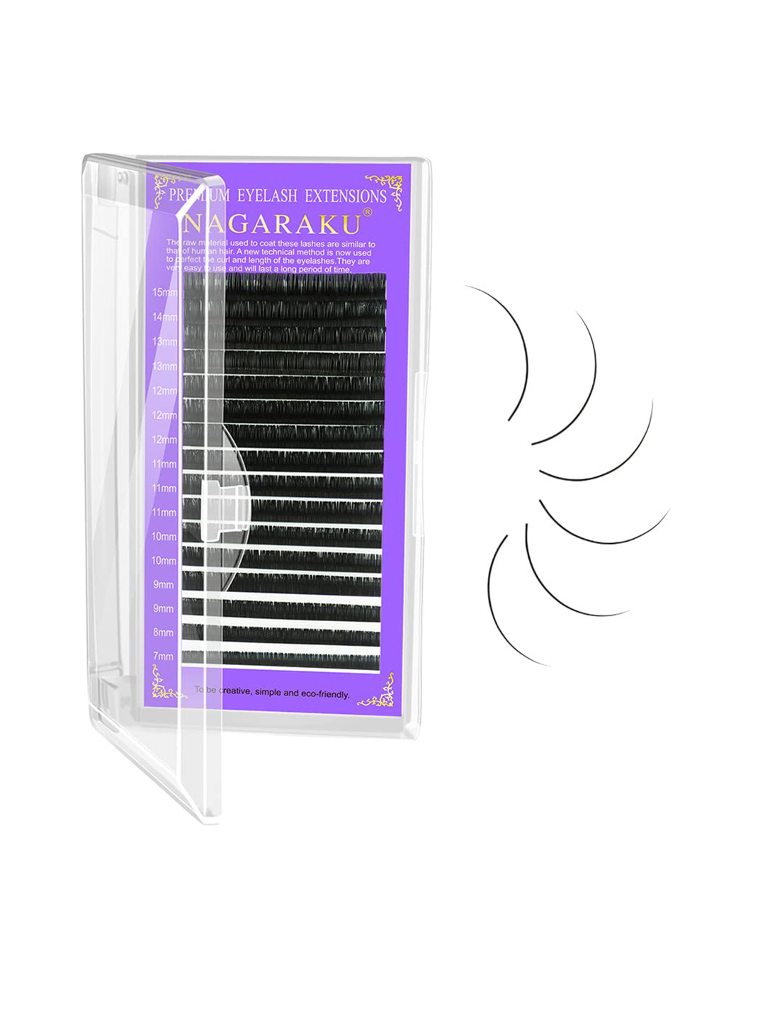 NAGARAKU Premium Classic Matte Black 16 Rows Eyelash Extensions - Curl C 0.25/9