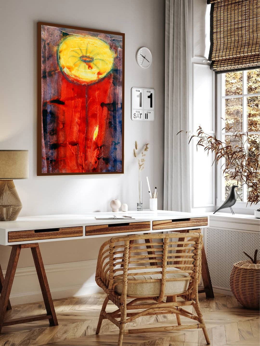 The Art House Adults Brown, Red and Yellow Abstract Painting Wall Art