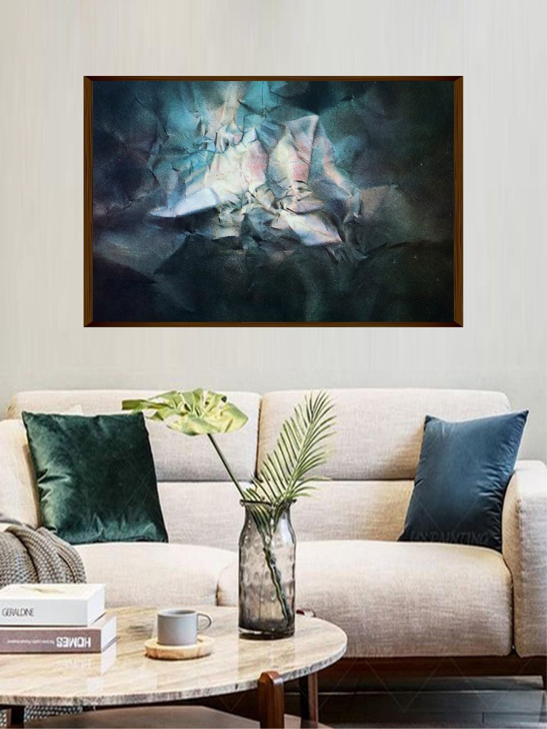 The Art House Blue & Teal Green Abstract Painted Wall Art