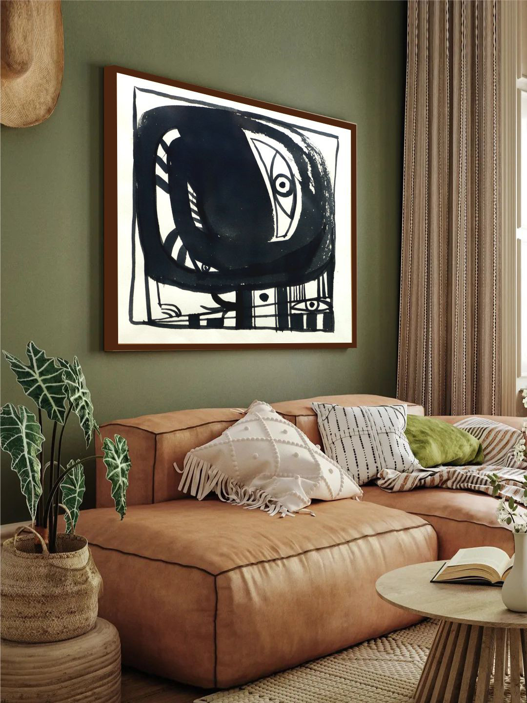 The Art House Black & Cream Abstract Painting Wall Art