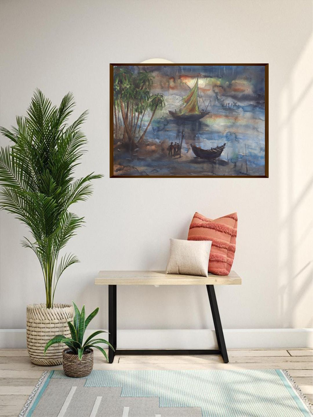 The Art House Blue & Green Painting Framed Wall Art