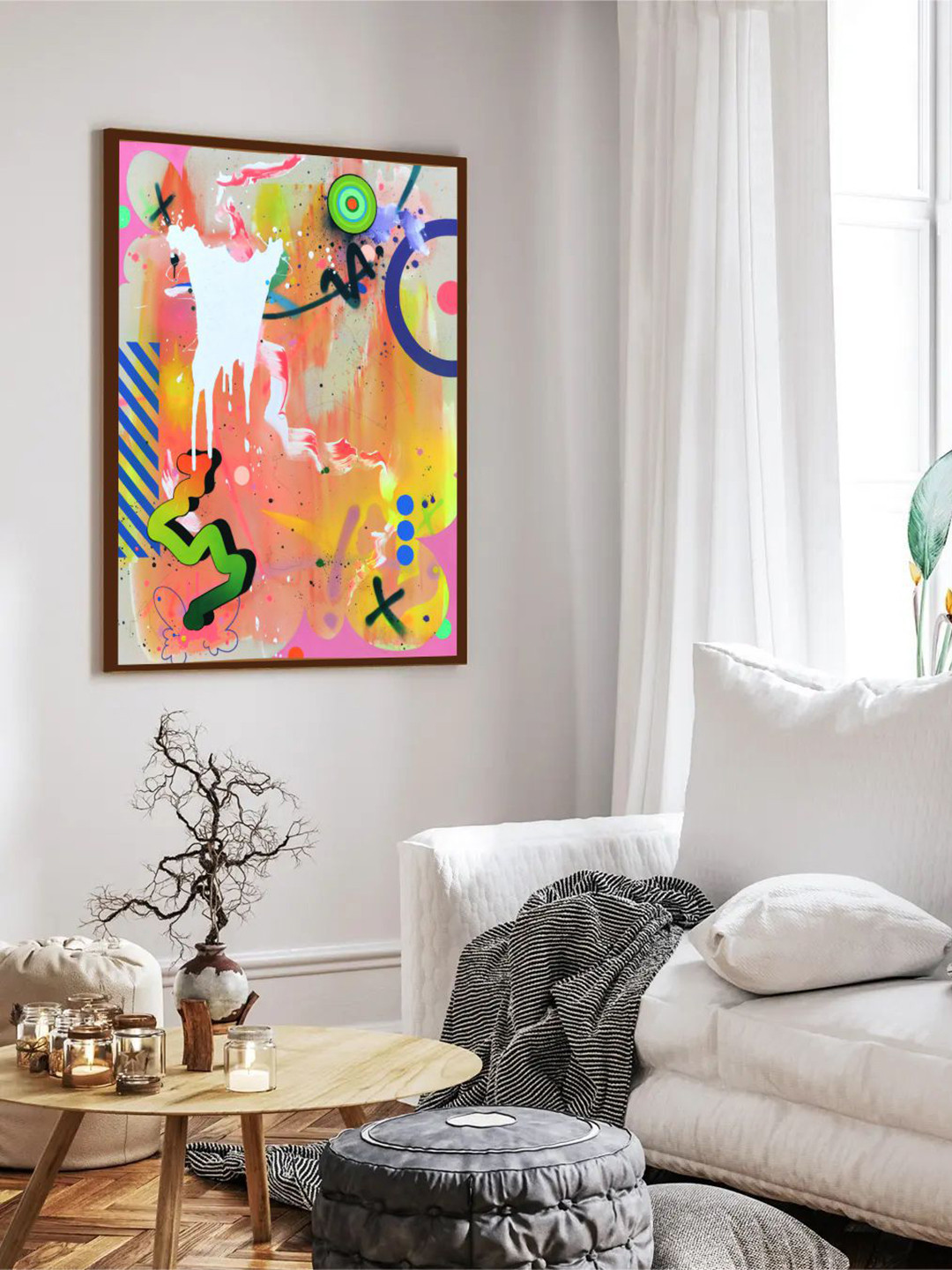 The Art House Yellow & White Abstract Painted Wall Art