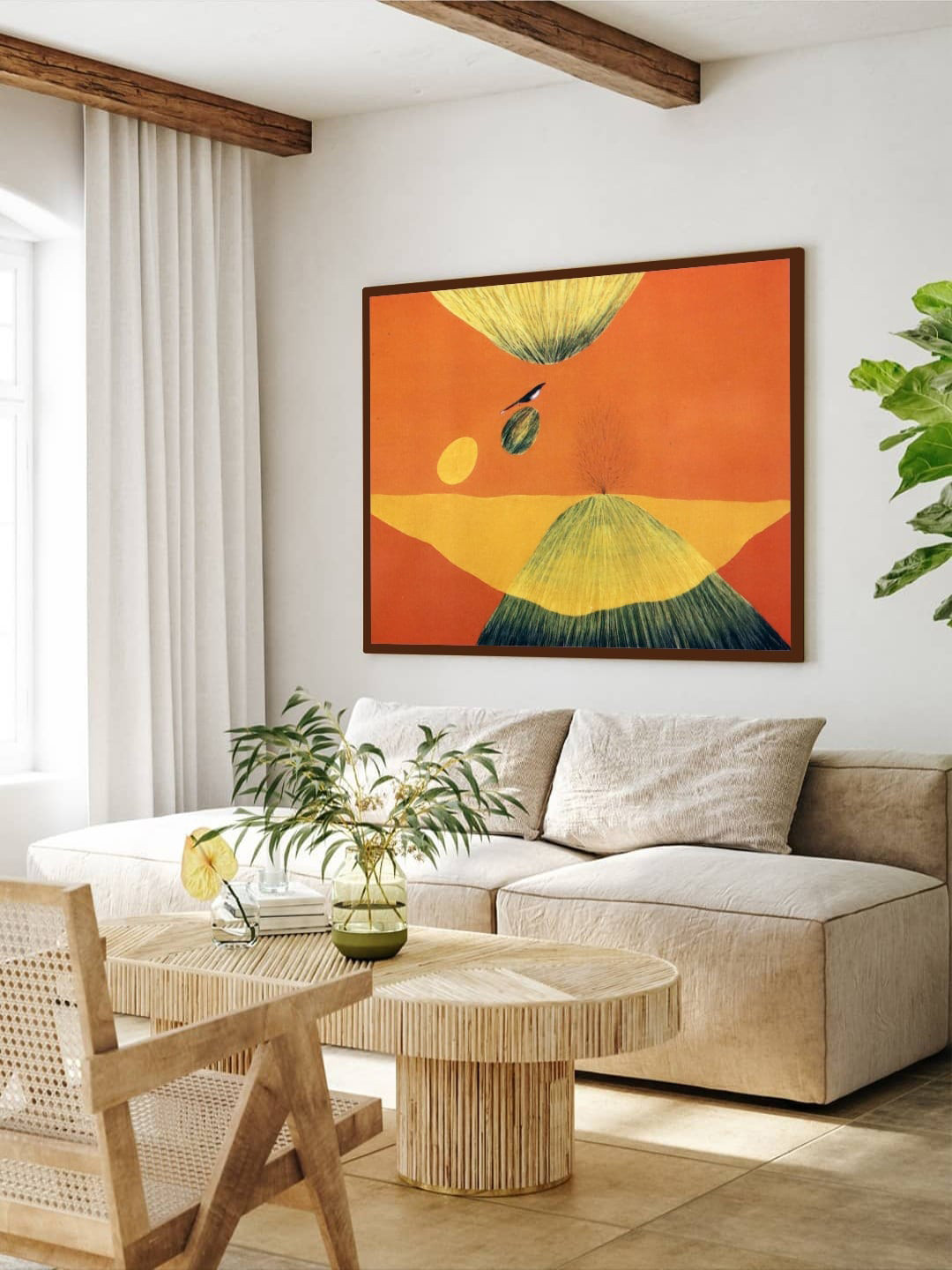 The Art House Orange & Yellow Abstract Painting Framed Wall Art