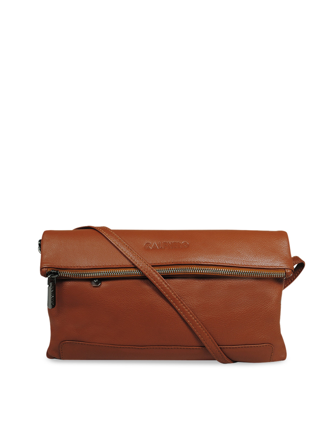 CALFNERO Camel Brown Leather Structured Sling Bag