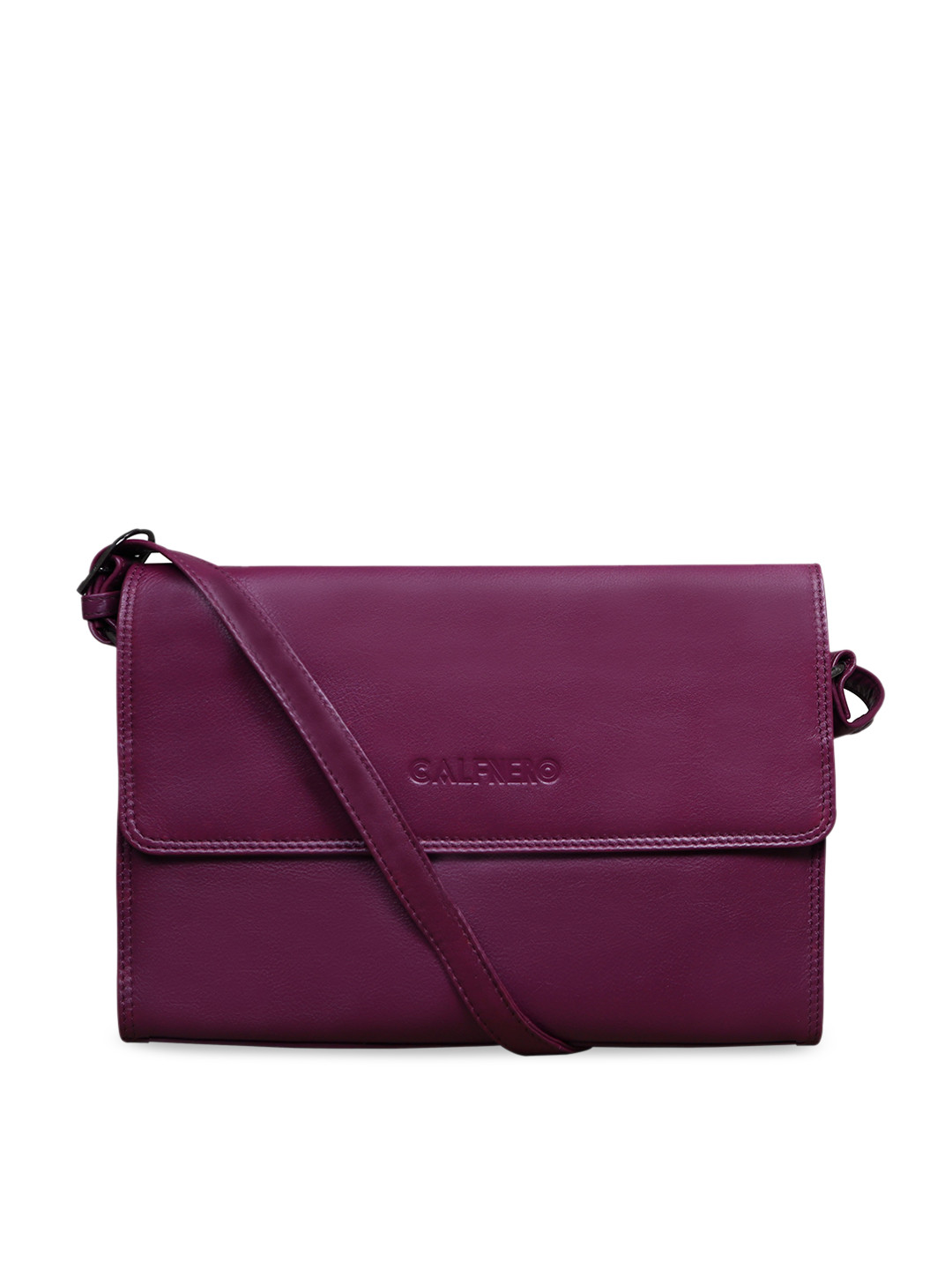CALFNERO Purple Leather Structured Sling Bag