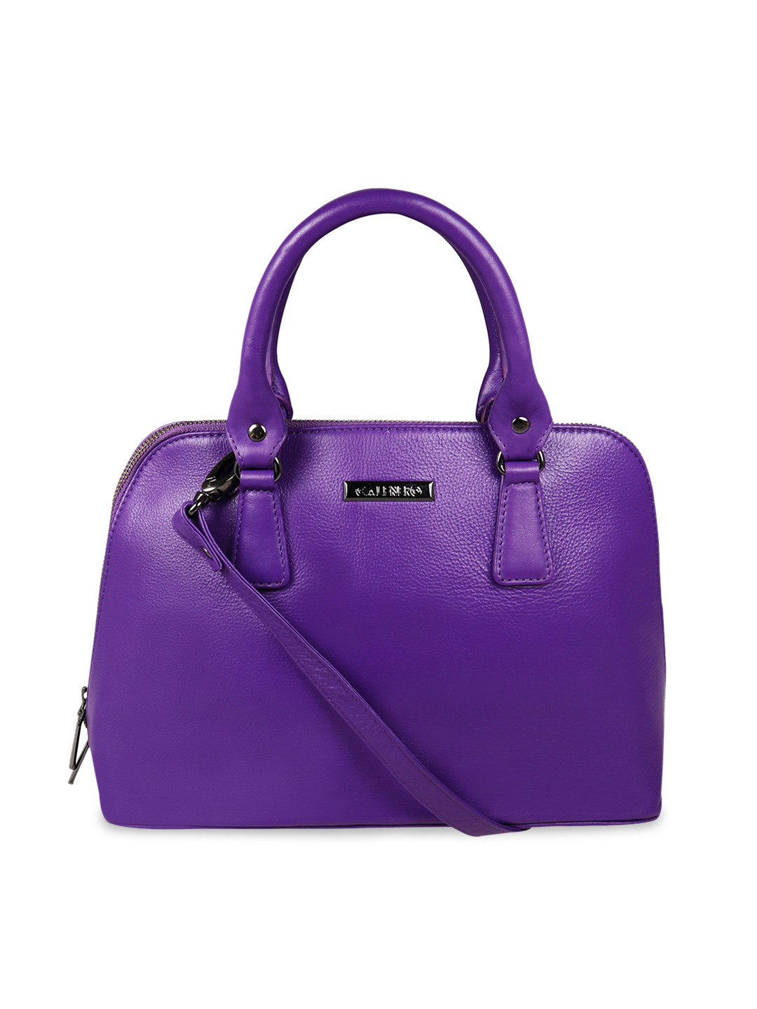 CALFNERO Violet Leather Structured Handheld Bag
