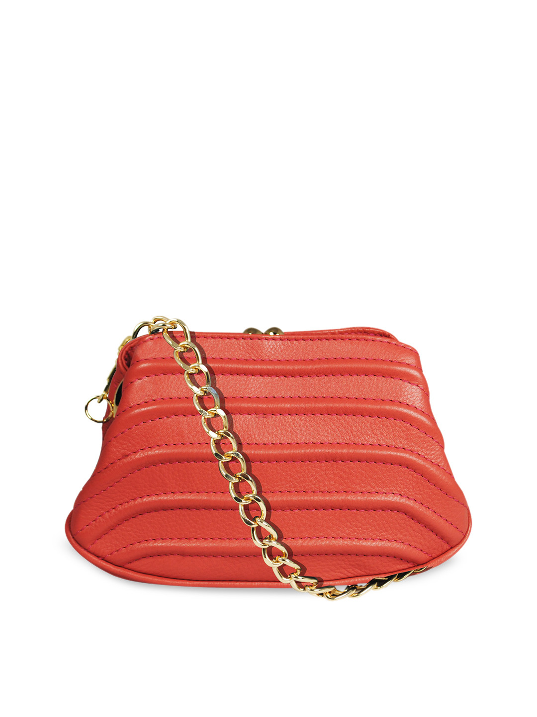 CALFNERO Orange Textured Purse Clutch
