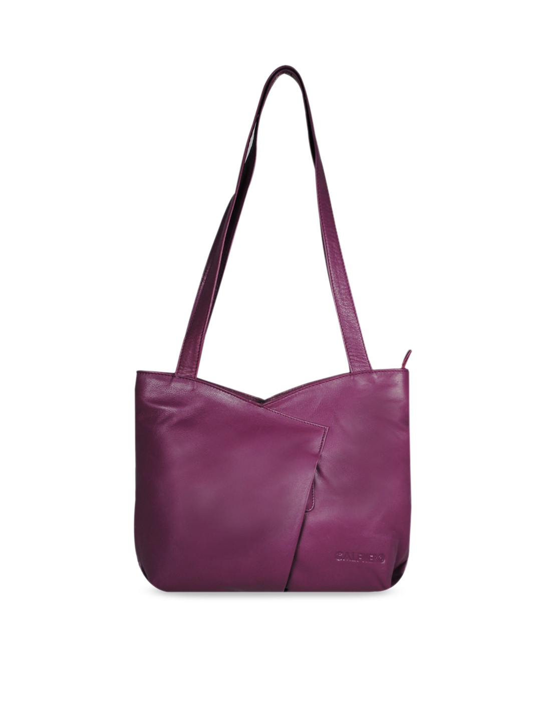 CALFNERO Purple Leather Structured Shoulder Bag