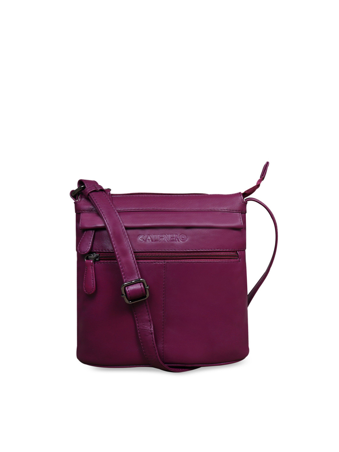 CALFNERO Women Purple Leather Structured Sling Bag
