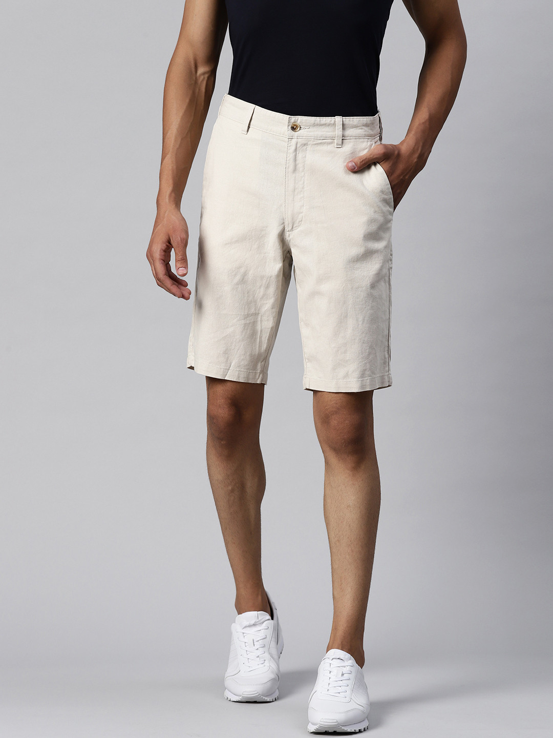 Marks & Spencer Men Off White Linen Shorts