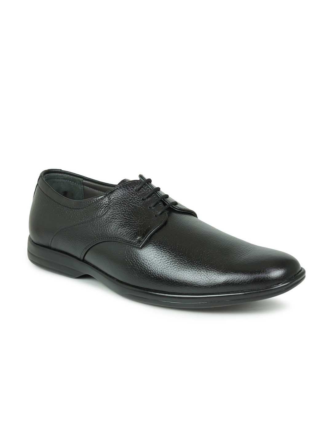 PRIVO by Inc.5 Men Black Solid Leather Lace-Up Formal Derbys Shoes