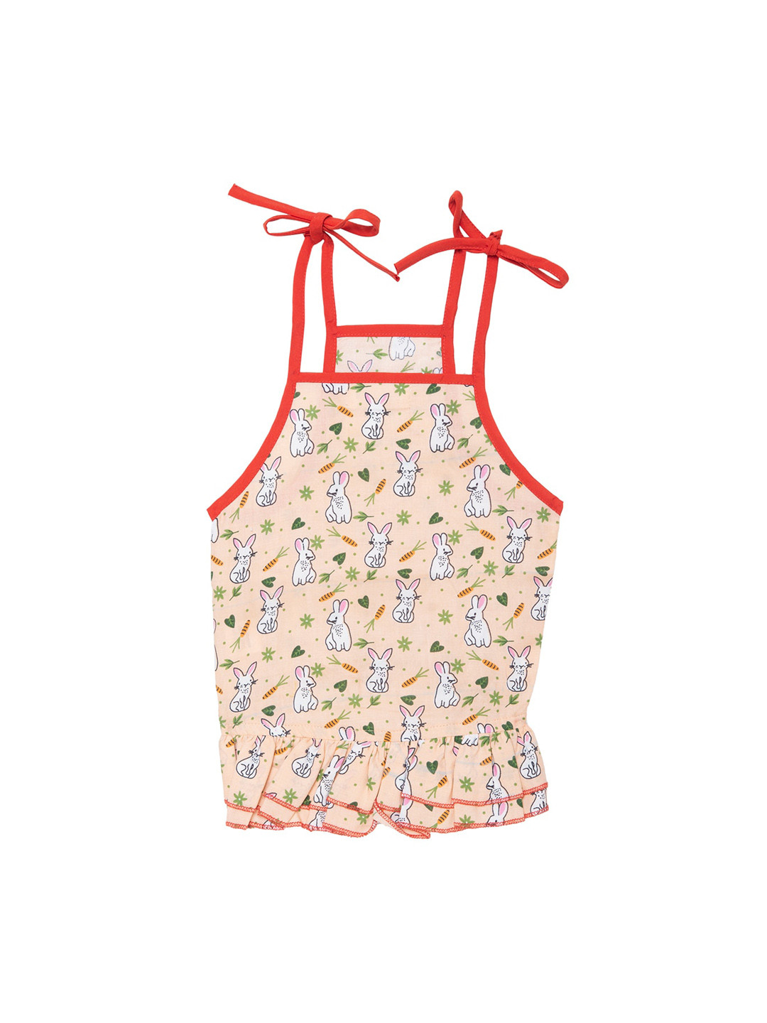 Lulala Peach & Red Printed Cotton Dog Dress