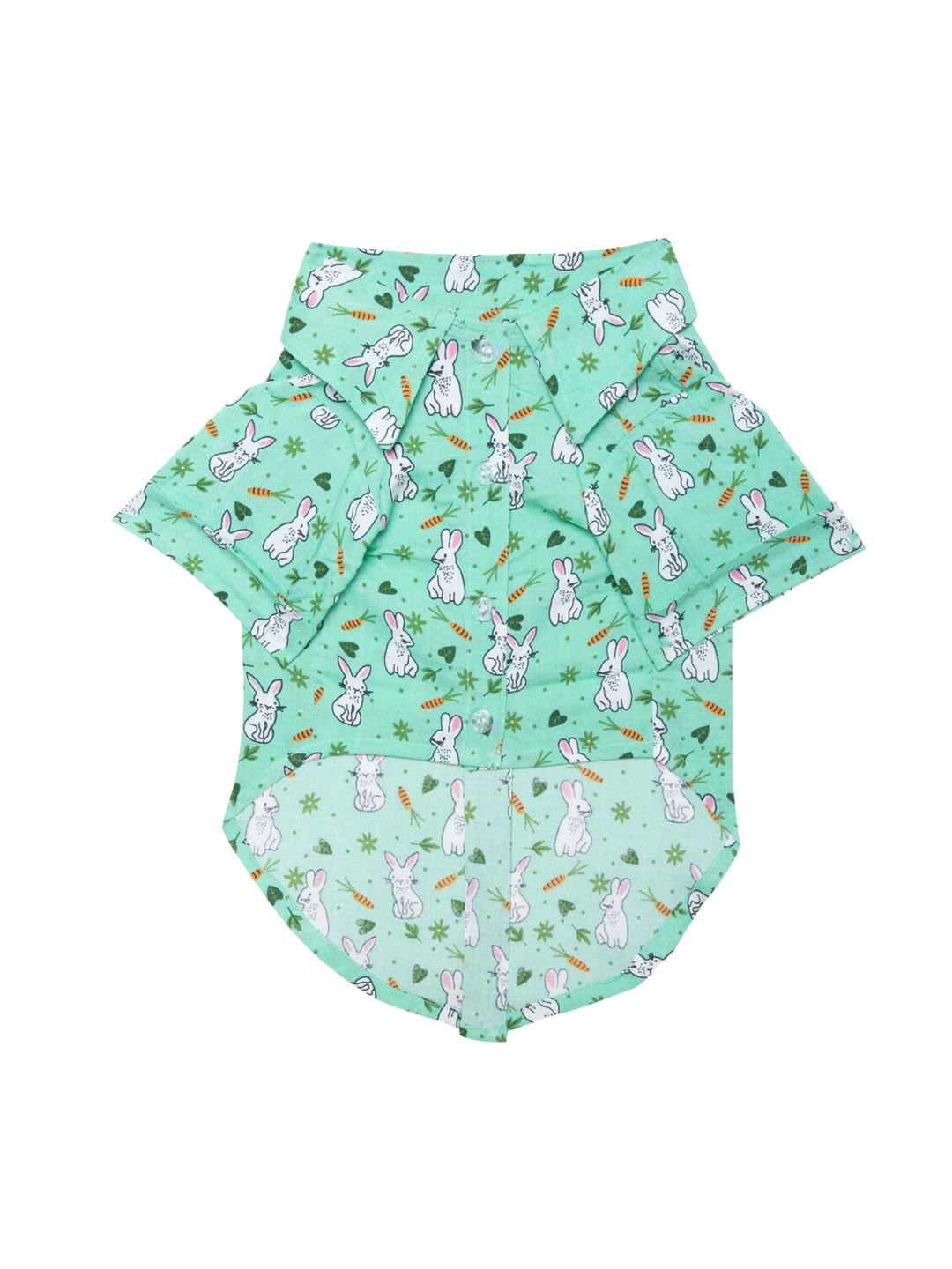Lulala Pista Green & White Bunny Printed Cotton Dog Collar Shirt