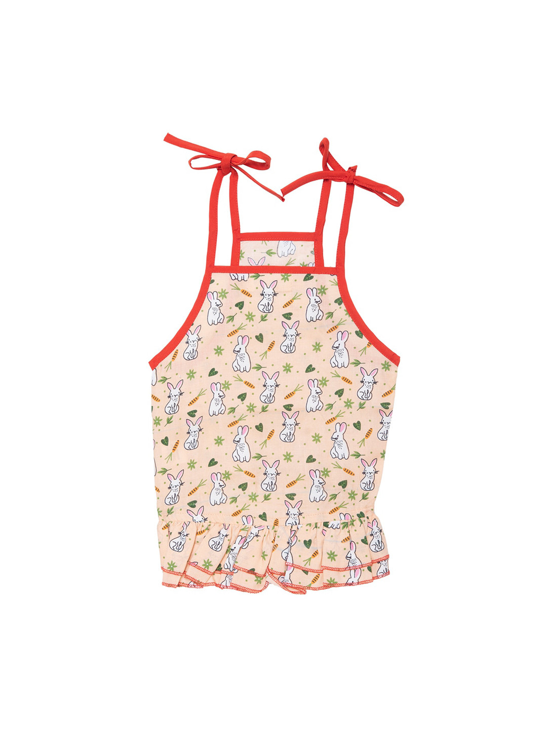 Lulala Peach Colored & Red Printed Dog Dresses