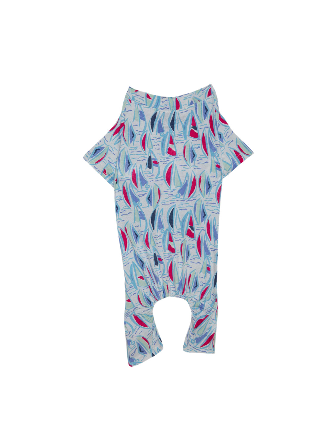 Lulala Blue & Pink Printed Cotton Jumpsuit Dog Dress (L)