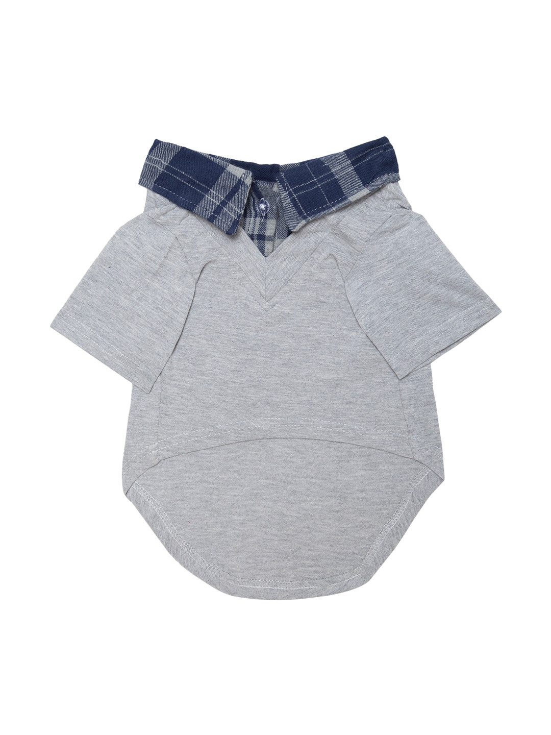 Lulala Grey & Blue Printed Cotton Dog T-Shirt With Teddy Tie