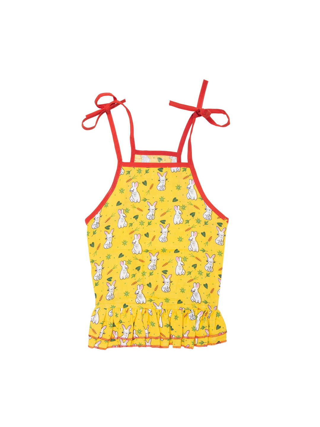 Lulala Yellow Printed Cotton Dog Spaghetti Dress