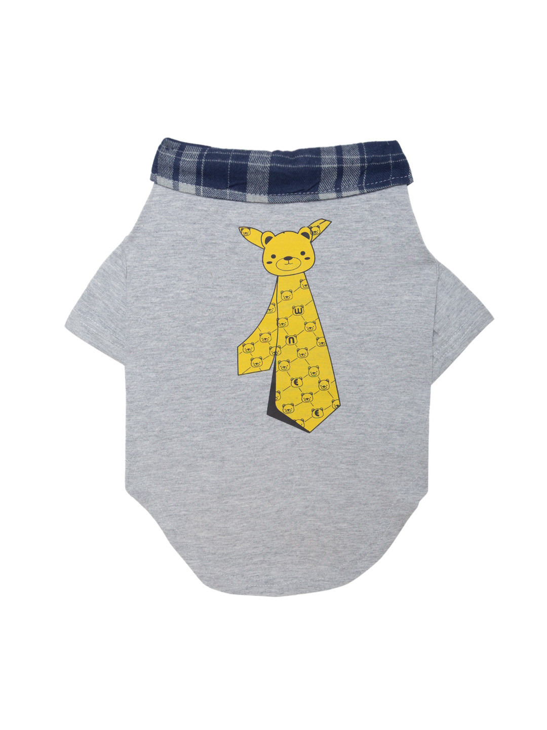 Lulala Grey & Yellow Dog Printed Cotton T-shirt