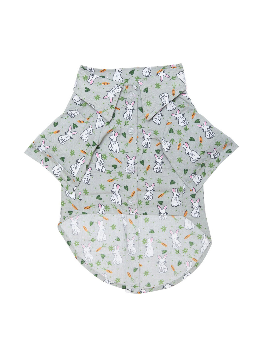 Lulala Grey Bunny Print Dog Collar Shirt Dresses