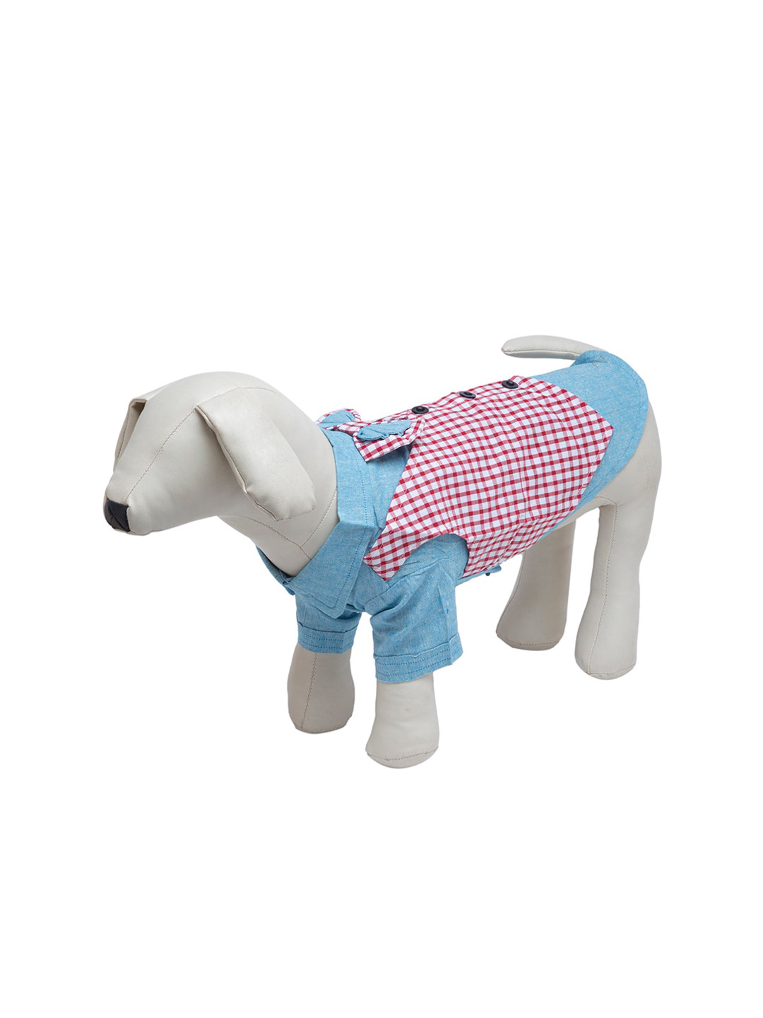 Lulala Red & Pink Printed Cotton Dog Plaid Tuxedo