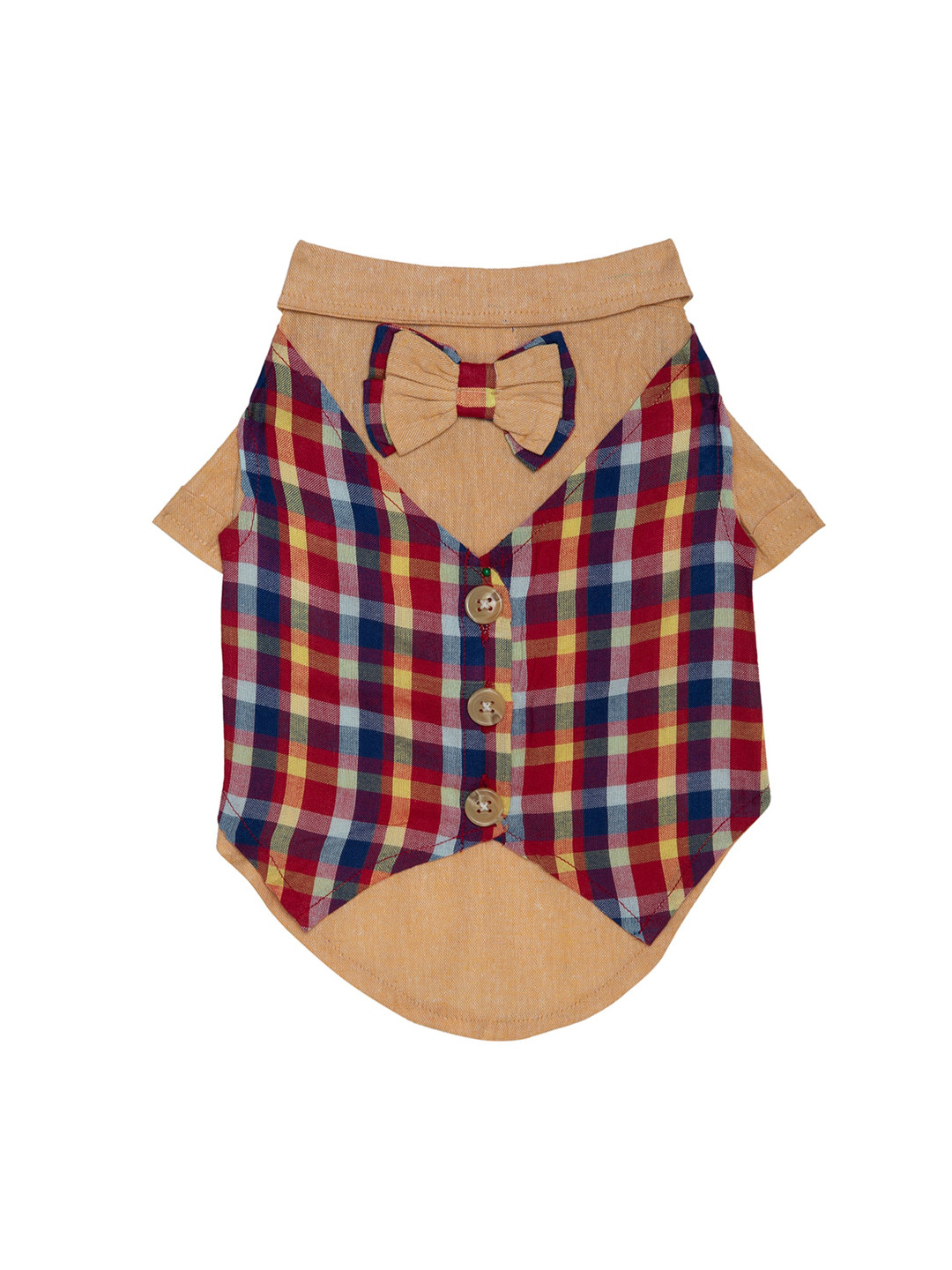 Lulala Beige & Blue Self Design Tuxedo Shirt Dog Dresses