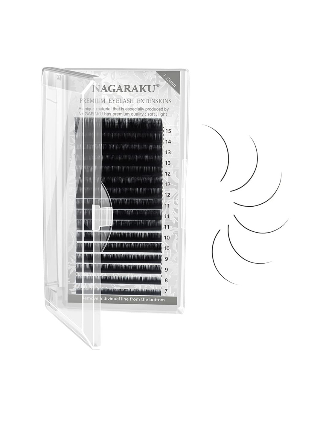 NAGARAKU Premium Classic 16 Rows Tray 7-15mm False Eyelash Extensions - Curl-DD 0.10