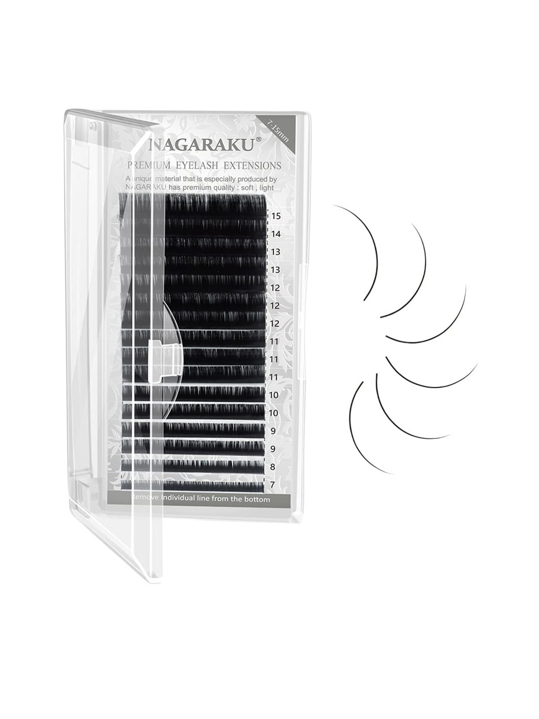 NAGARAKU Premium Classic 16 Rows Tray 7-15mm False Eyelash Extensions - Curl-C 0.25