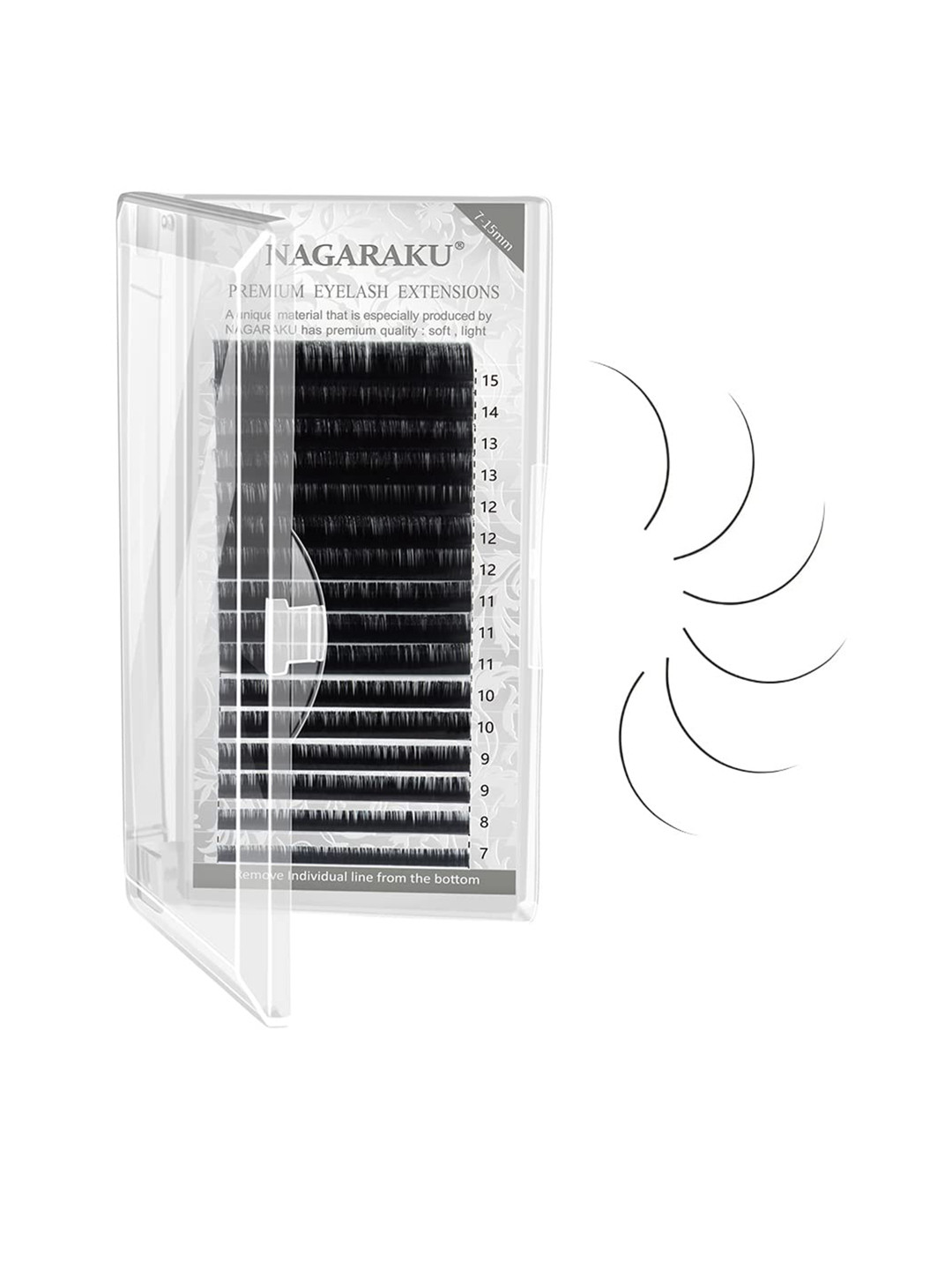 NAGARAKU Premium Classic 16 Rows Tray 7-15mm False Eyelash Extensions - Curl-LC 0.07