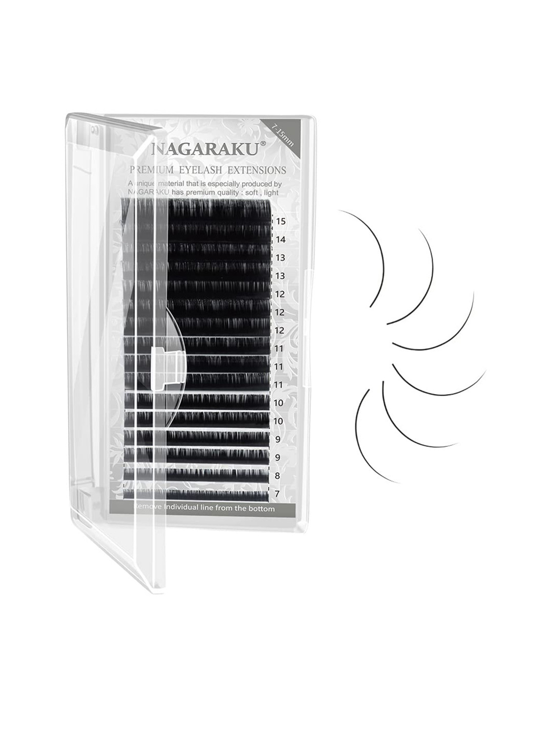 NAGARAKU Premium Classic 16 Rows Tray 7-15mm False Eyelash Extensions - Curl-C 0.12