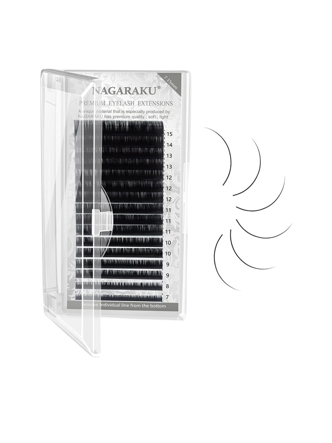 NAGARAKU Premium Classic 16 Rows Tray 7-15mm False Eyelash Extensions - Curl-LD 0.12