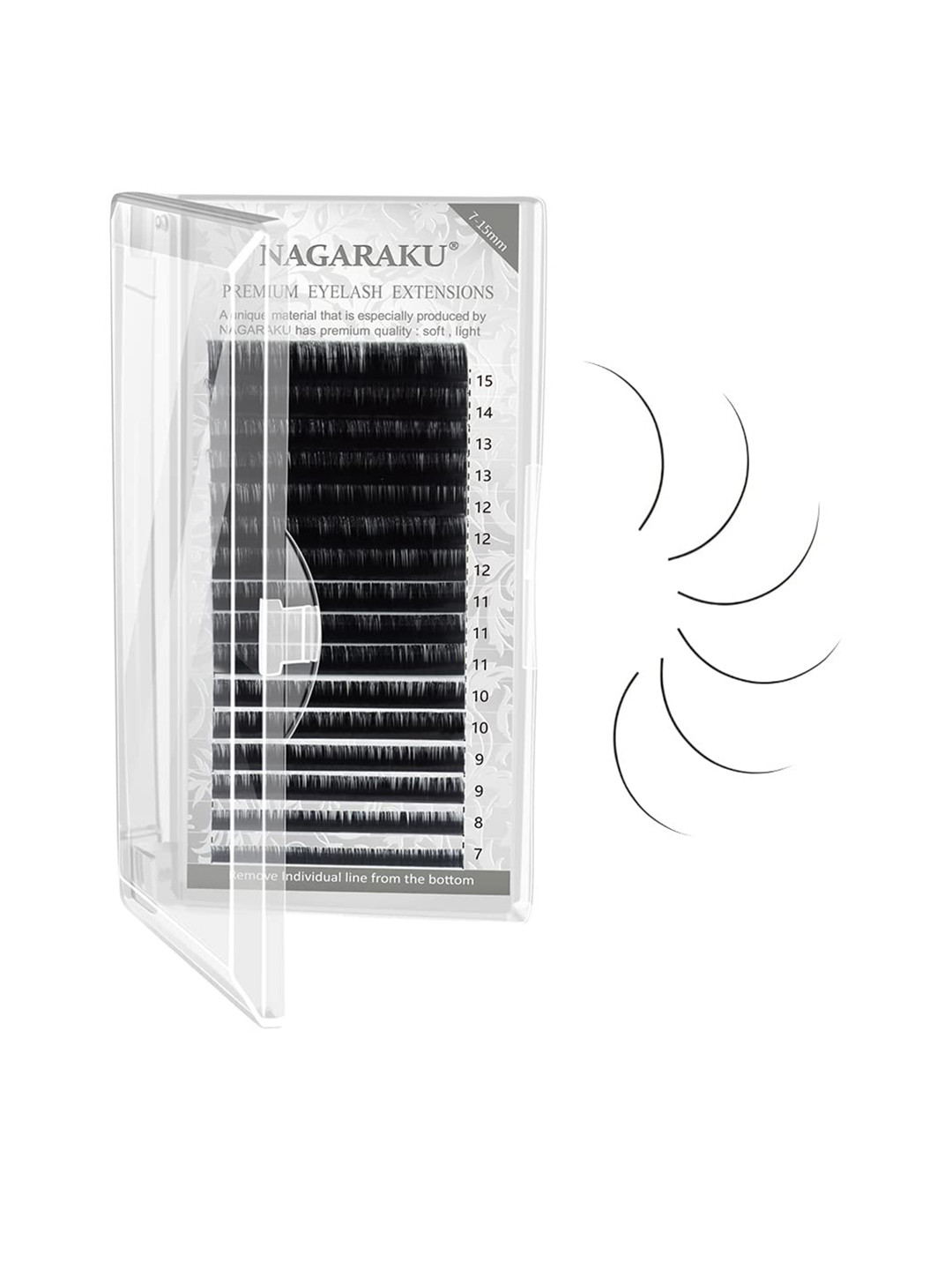 NAGARAKU Premium Classic Synthetics 16 Rows Tray 7-15mm False Eyelash Extensions - Curl C