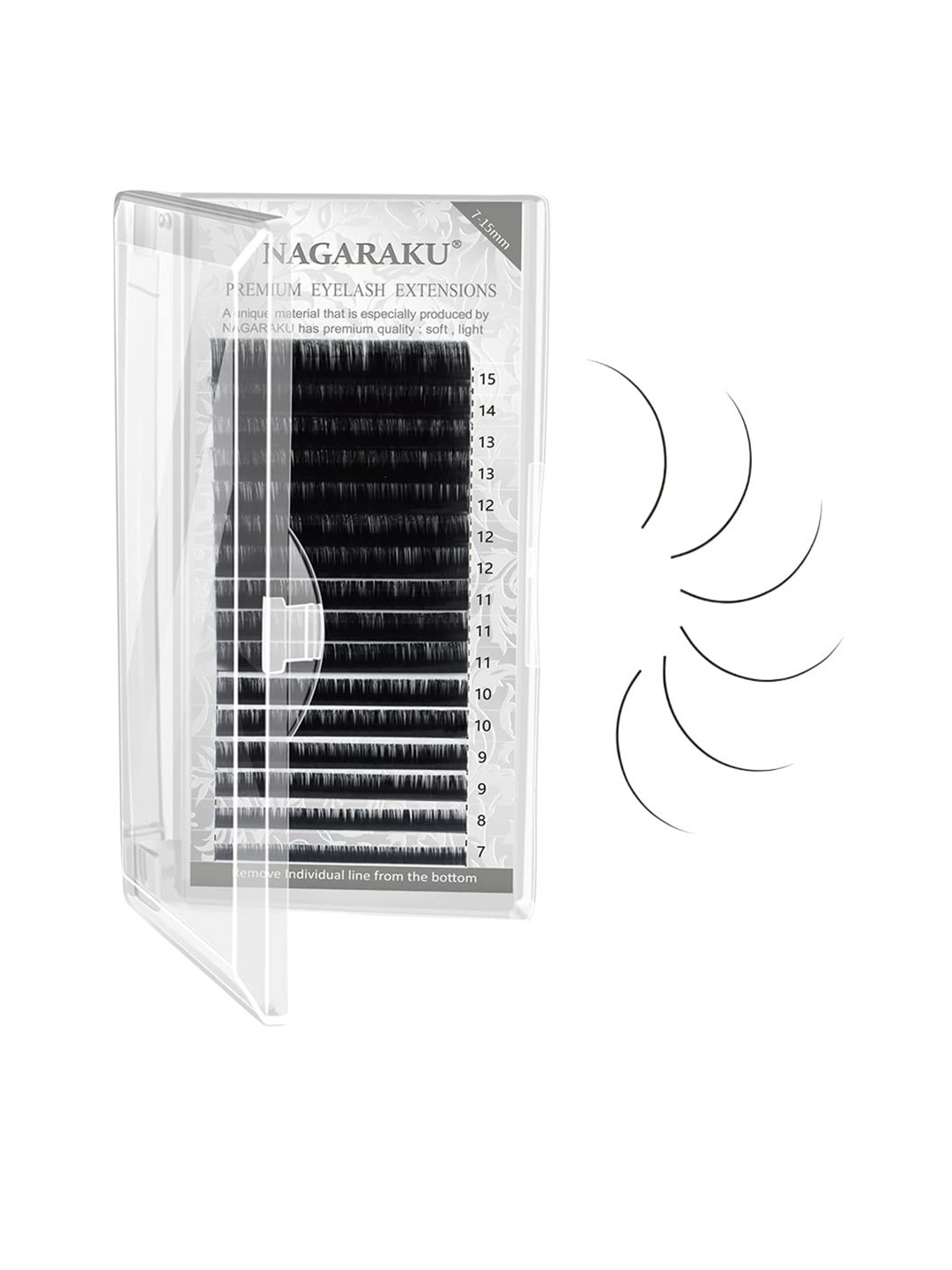 NAGARAKU Premium Classic 16 Rows Tray 7-15mm False Eyelash Extensions - Curl-D 0.25