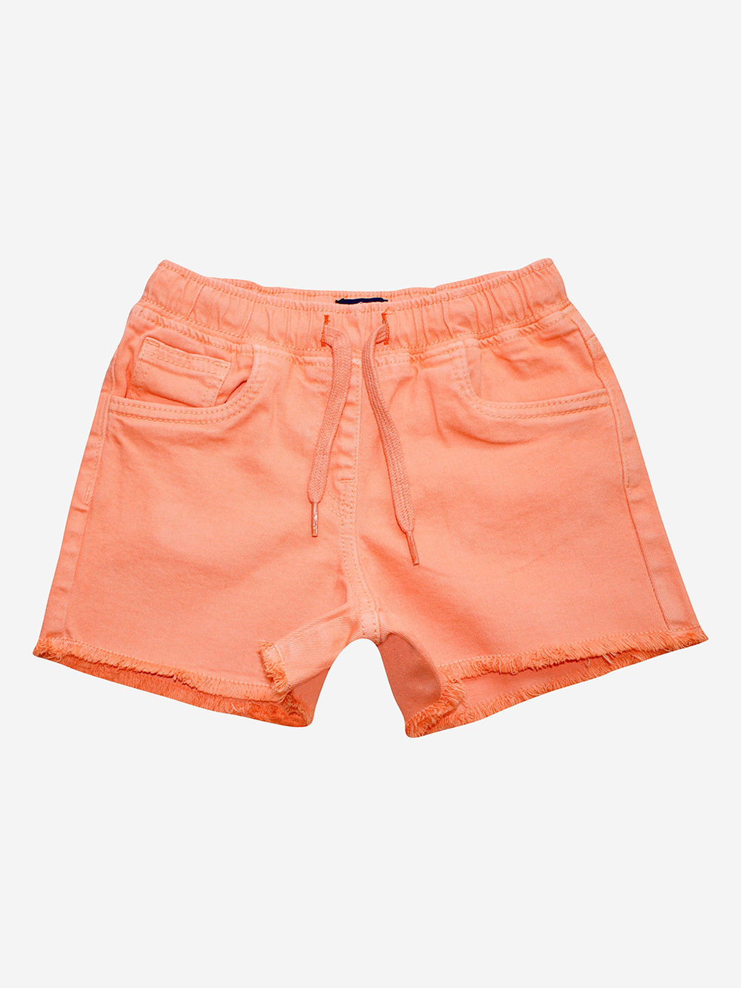 KiddoPanti Girls Peach-Coloured Denim Shorts