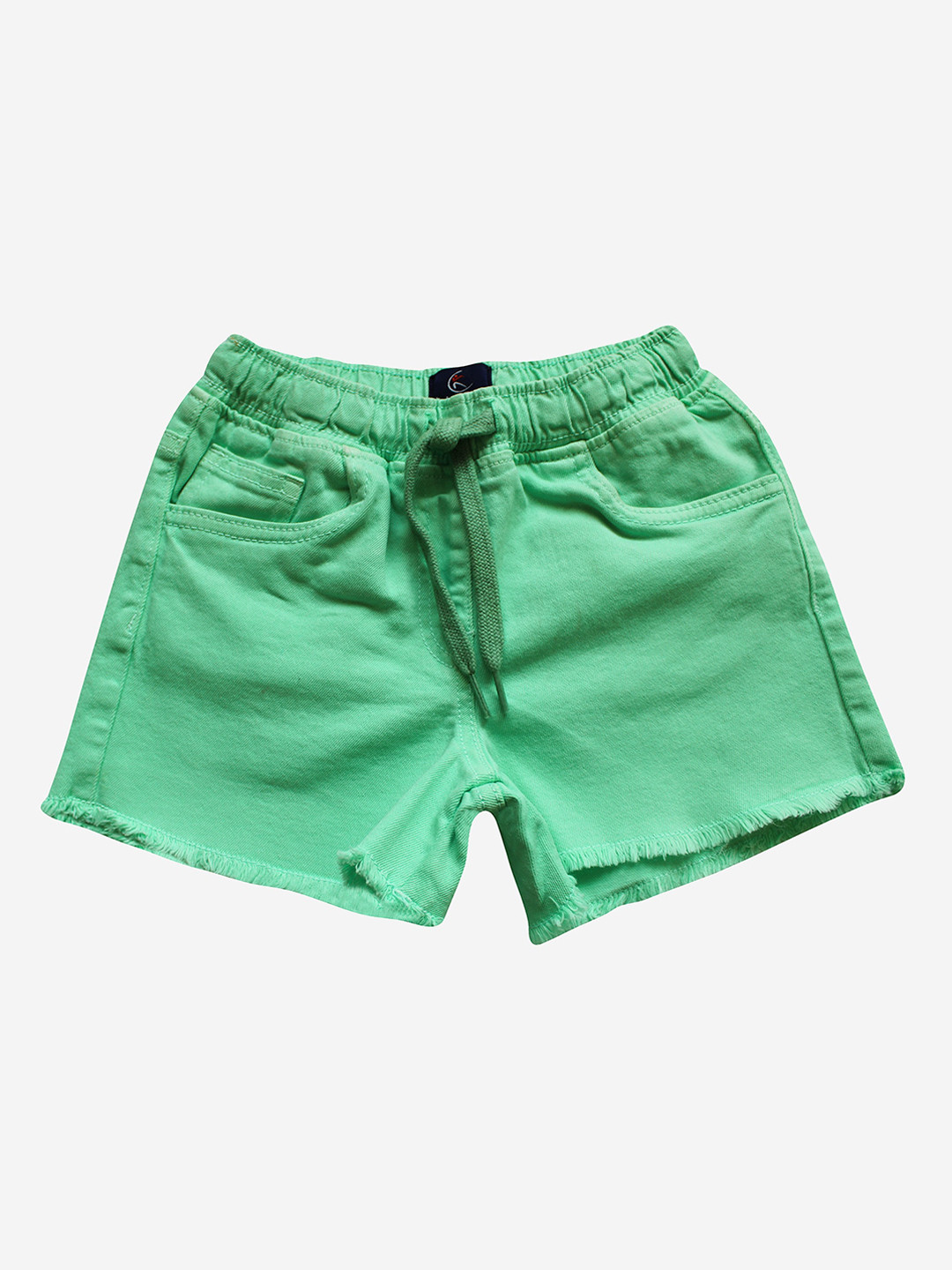 KiddoPanti Girls Green Denim Shorts