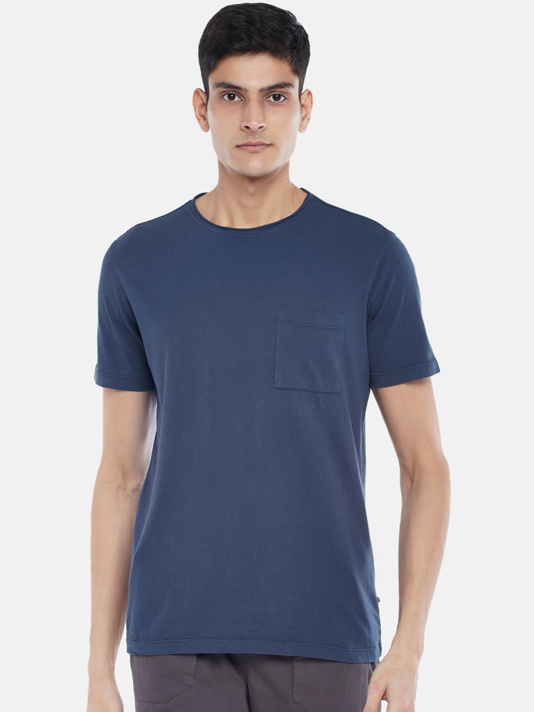 Urban Ranger by pantaloons Men Navy Blue Solid T-shirt