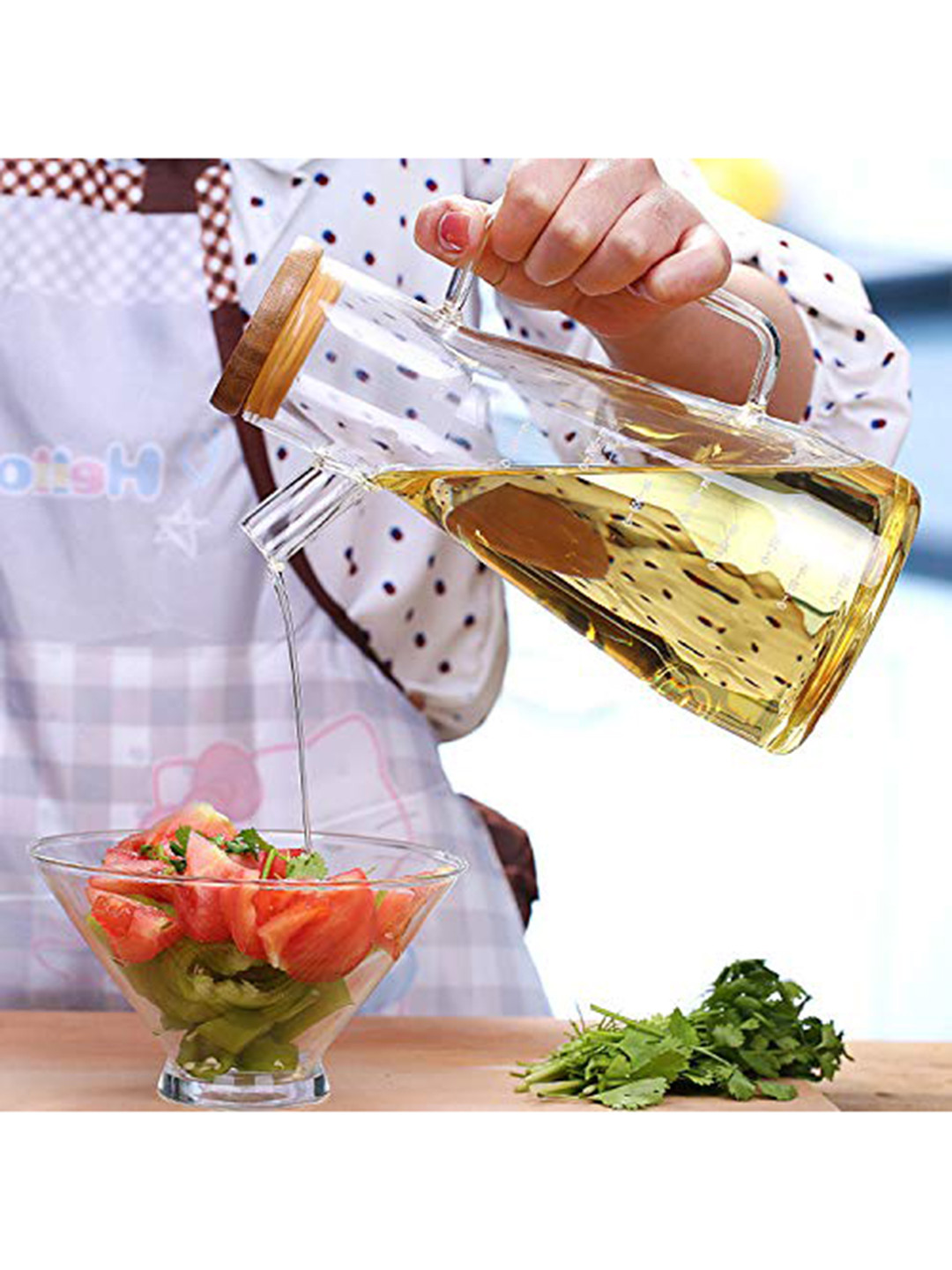 Femora Transparent Borosilicate Glass Oil Bottle with Handle