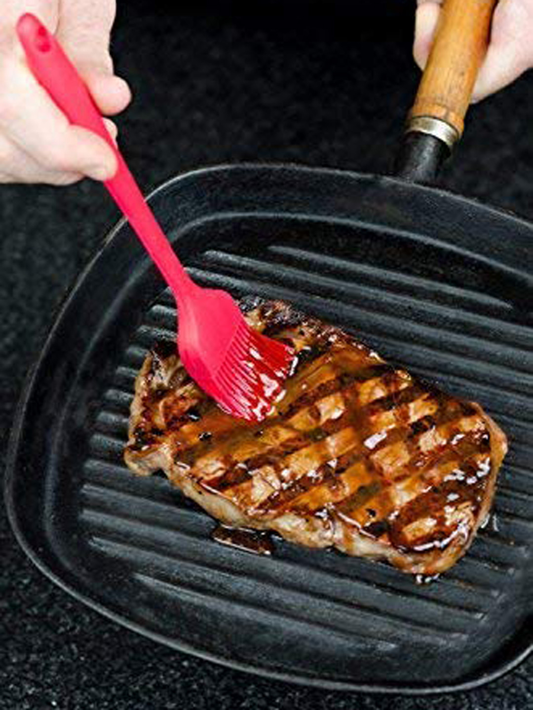 Femora Set of 2 Red Solid Silicone Spatula & Basting Brush