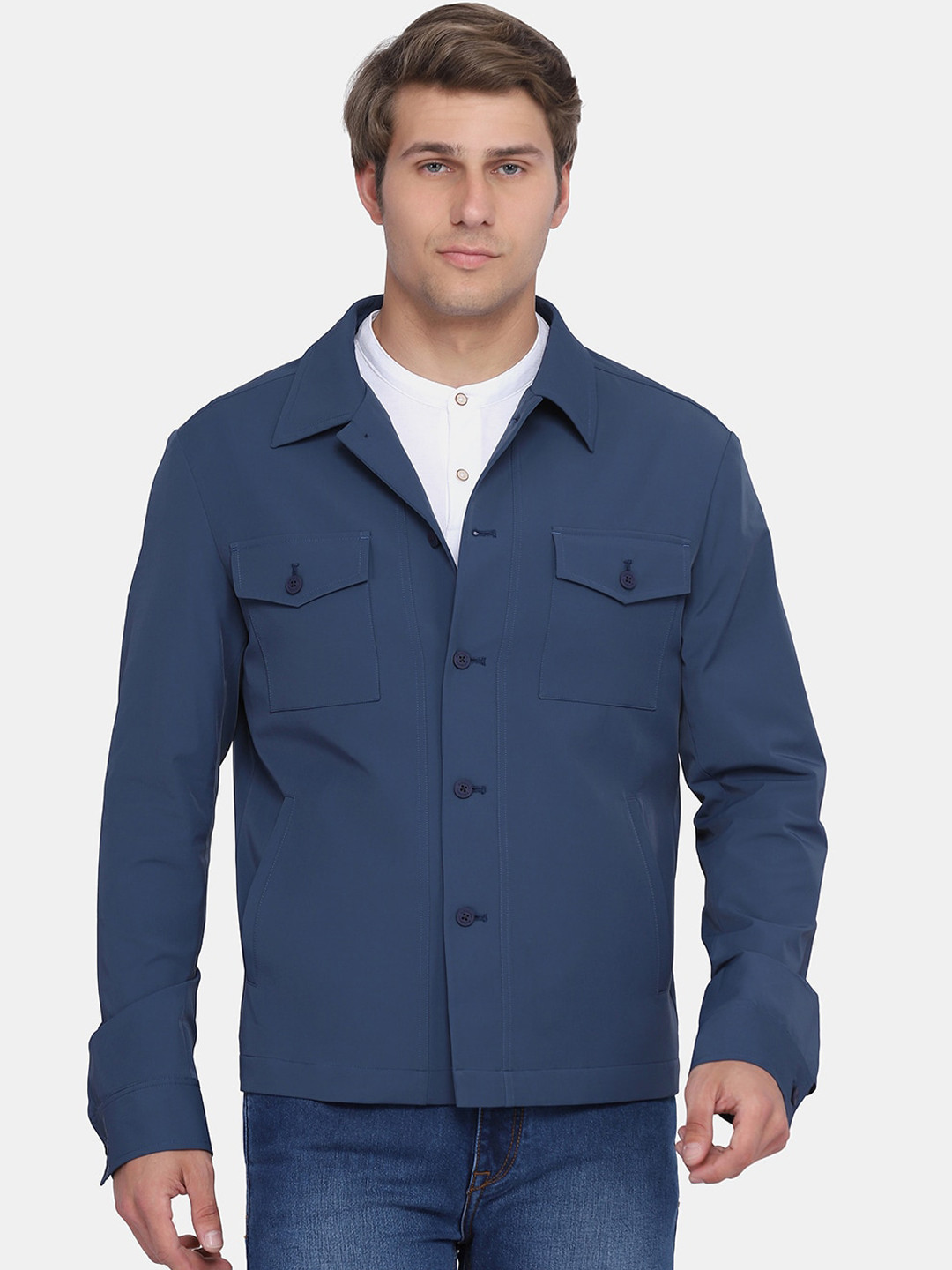 Blackberrys Navy Blue Formal Solid Blazer