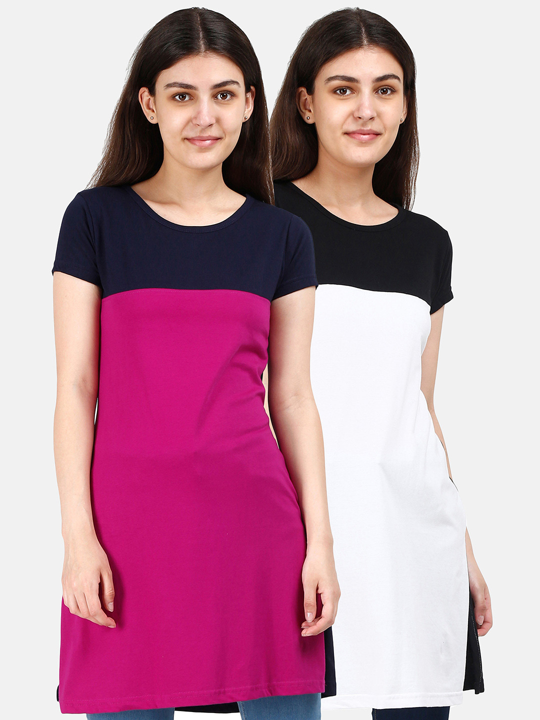 Fleximaa Magenta & White Top