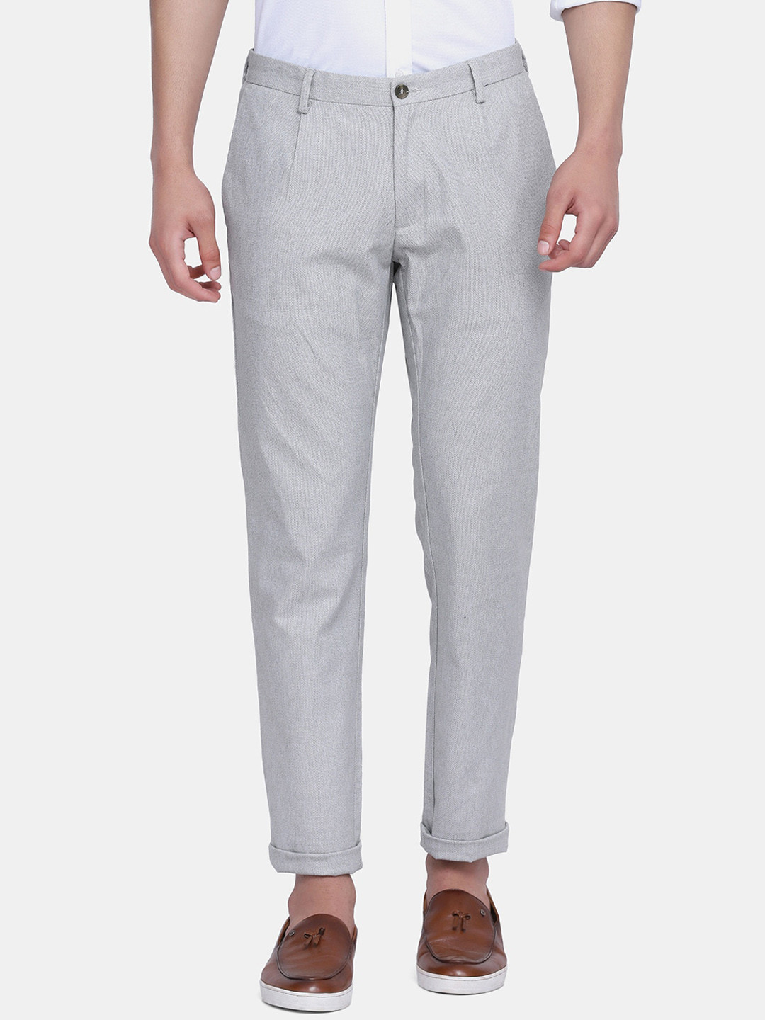 Blackberrys Men Green Textured Phoenix Skinny Fit Trousers