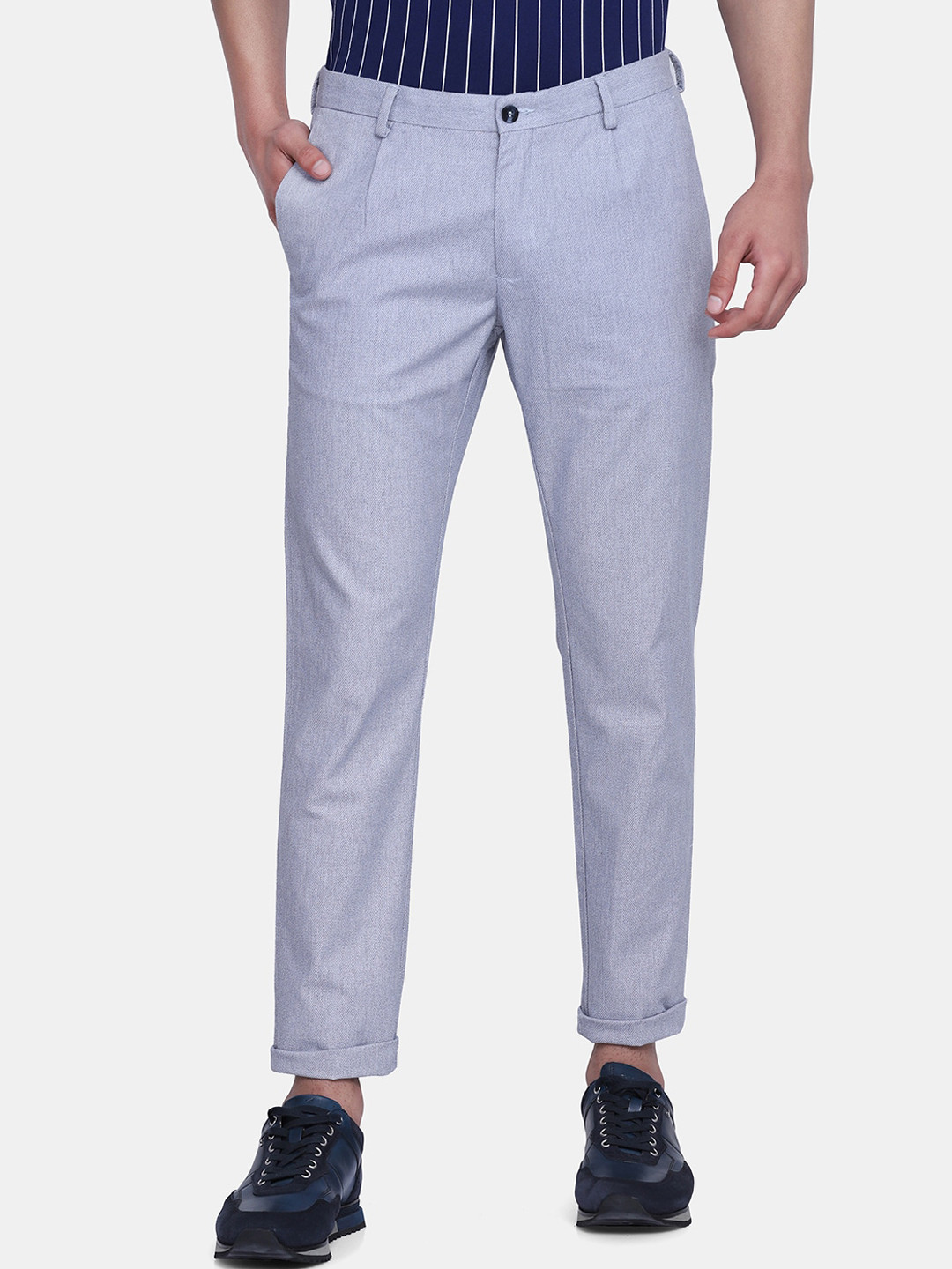 Blackberrys Men Navy Blue Phoenix Skinny Fit Trousers