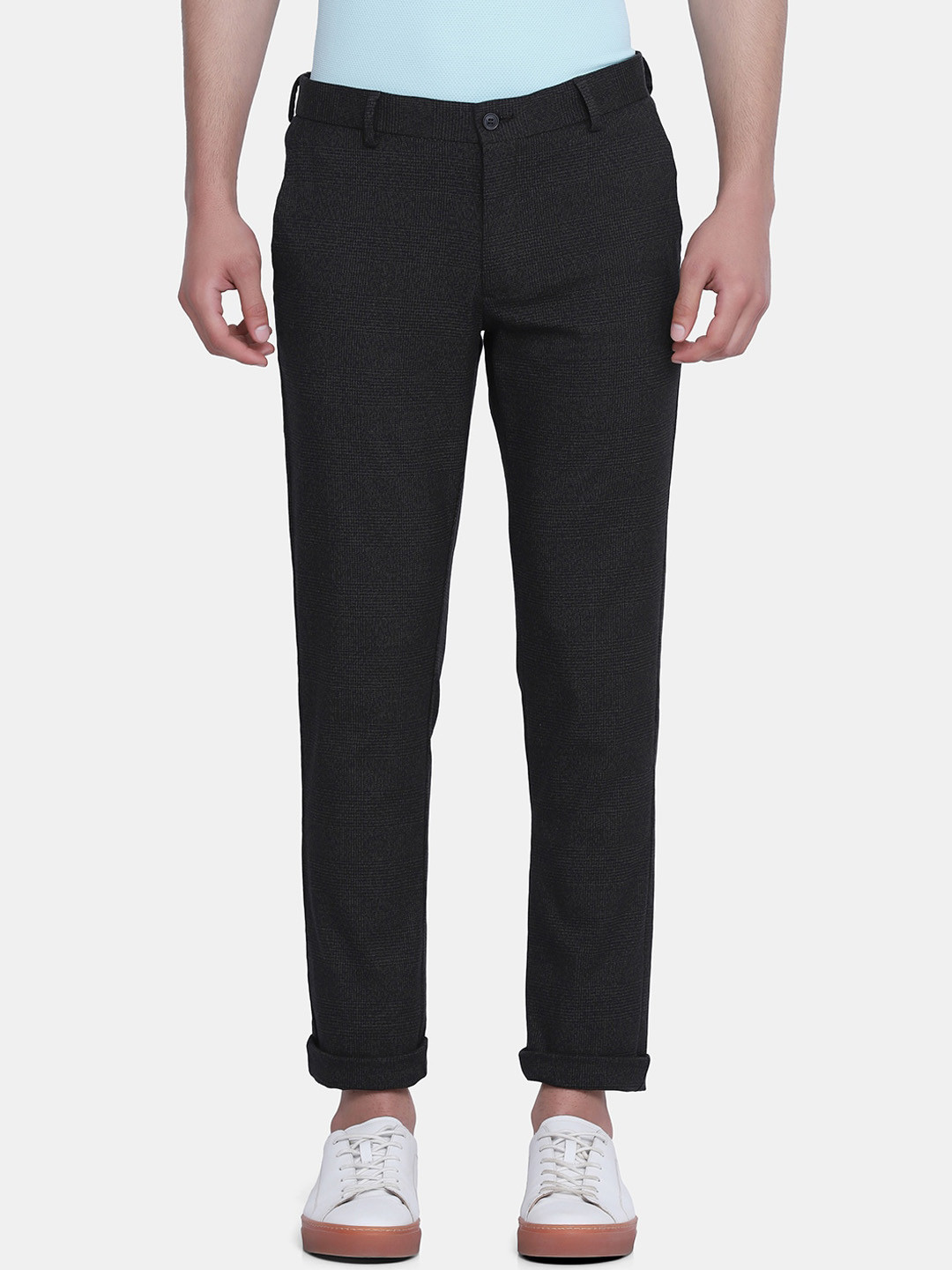 Blackberrys Men Brown Printed B-91 Slim Fit Trousers