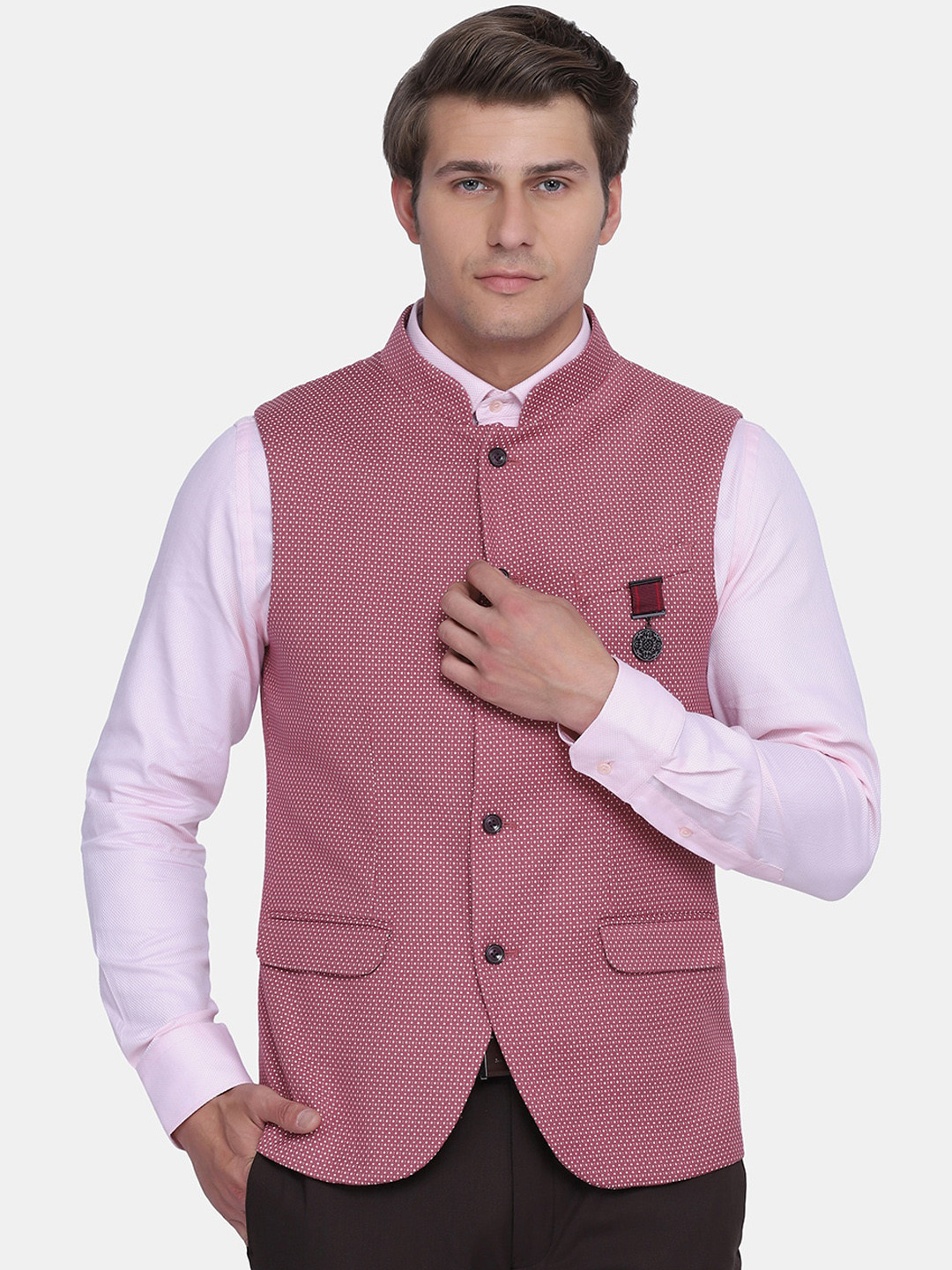 Blackberrys Men Rose Woven Design Nehru Jacket