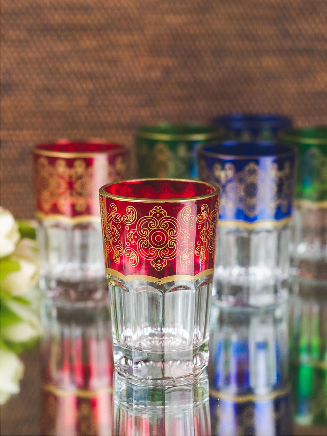 GOODHOMES Set of 6 Multicoloured Glass Tumbler