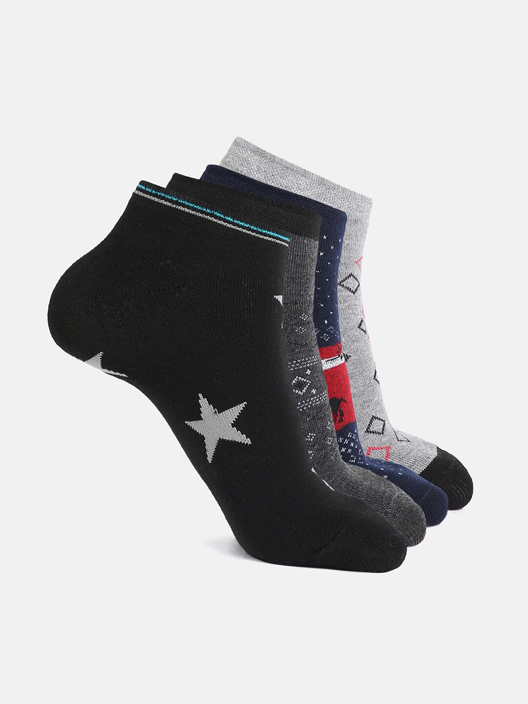 Kolor Fusion Men Pack of 4 Multi-Colored Ankle Length Socks